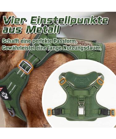 Rabbitgoo XL Dog Harness for Large Dogs - Adjustable Durable & Tactical with Handles - Perfect for Hiking - Wear-Resistant Metal Buckles (Green) - Buy Online on GoSupps.com