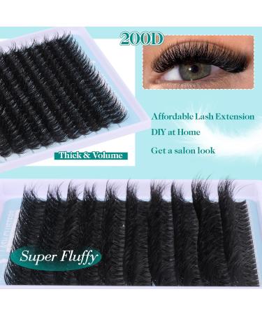 Fluffy Lash Clusters 200D - Long Individual Volume Eyelash Extensions | 14-20mm D Curl Cluster Lashes by CORUSCATE - DIY Thick False Eyelashes at Home - Buy Online on GoSupps.com