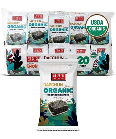 Organic DAECHUN(Choi's1) Seaweed Snacks, 20 Pack, Original, Vegan, Keto, Gluten-Free, Product of Korea Organic-20pack
