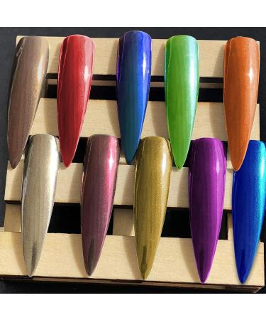 Duufin 22 Colors Chrome Nail Powder Set with 22 Eyeshadow Sticks - Metallic Mirror Effect, Holographic Aurora Powder for Nail Art - 1g/Jar - Buy Online on GoSupps.com