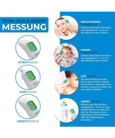 Grundig Contactless Infrared Thermometer - High-Precision Ear & Forehead Temperature Measurement for Babies & Adults - Digital Fever Thermometer - Buy Online on GoSupps.com