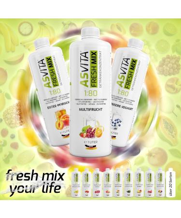 ASVITA Beverage Concentrate Fresh Mix 1:80 - 1L Sugar-Free Syrup with Dosing Pump | 26 Delicious Flavors (Iced Tea Tropic) - International Shipping Available - Buy Online on GoSupps.com