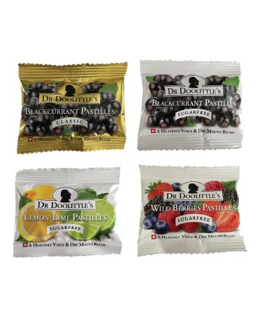 Dr. Doolittle's Soft Fruit Pastilles Sugar Free and Classic Variety Pack for Voice and Throat .33 Ounce Travel Size Bag Approximately 4 Pack Variety 0.33 Ounce (Pack of 4)