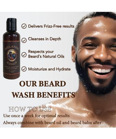 Melanin Kings Beard Grooming Kit - Natural African Ingredients for Men | Wash Oil Balm Brush Comb & Scissors - Buy Online on GoSupps.com