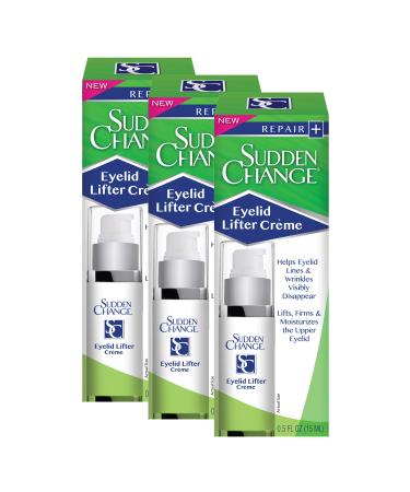 Sudden Change Eyelid Lifter Crme - Diminish Wrinkles & Eyelid Droop - Lift, Firm & Moisturize for Younger Looking Eyes - Made with Antioxidants - Makeup Friendly (0.5 oz, Pack of 3)