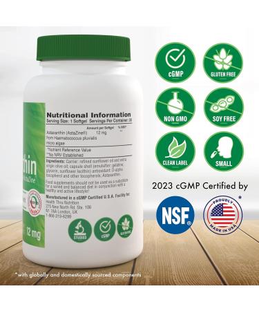 Organic Astaxanthin 12mg Softgels - Non-GMO, Soy-Free & Gluten Free (30 Count) - Buy Online on GoSupps.com