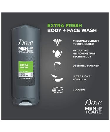 Dove Men+Care Extra Fresh Body & Face Wash 18 fl oz - Refreshing Clean for Men - Buy Online on GoSupps.com