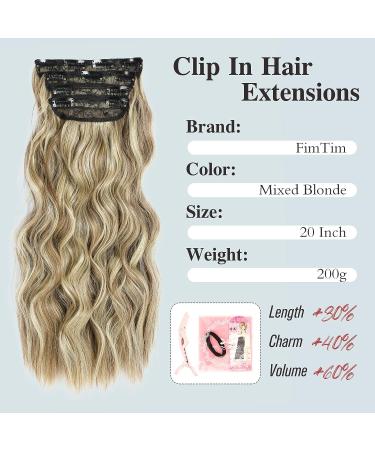 20 Inch Soft Mixed Blonde Clip in Hair Extensions - 4Pcs Thick Double Weft for Women - Synthetic Hairpieces for Everyday Wear - Buy Online on GoSupps.com