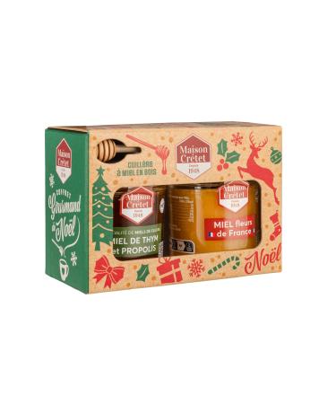 Maison Cr tet | Coffret Cadeau de No l | Miel de Thym et Propolis 170g et de Fleurs de France 170g