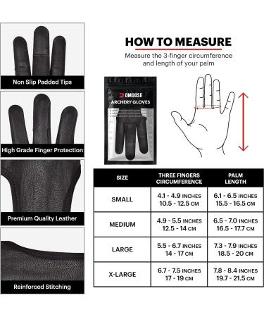 Premium Moose Archery Glove | Non-Slip Padded Tips for Grip | Three Finger Design | Ideal for Recurve & Compound Bow | Men, Women & Youth | Black Leather Small - Buy Online on GoSupps.com