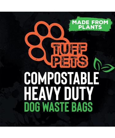 Tuff Pets Compostable Dog Poop Bags on Rolls | 50% Thicker Plant-Based Biodegradable Dog Poo Bags with Tie Handles | Certified Home Compostable | 12 Rolls - Buy Online on GoSupps.com