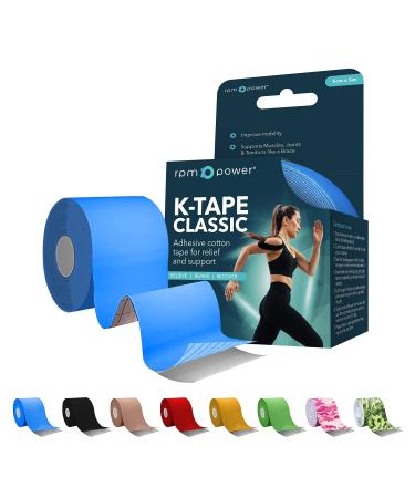 RPM Power Kinesiology Tape (Classic) - Sports Tape Latex Free Water Resistant Tape for Muscles & Joints - Perfect for Sports Muscle Aches & Rehabilitation (Single Box Blue) Single Box Blue