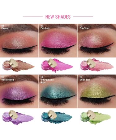Oulac Glitter Eyeshadow Metallic Finish - Waterproof High Impact Green Eyeshadow for Eye-Catching Makeup | Vegan Formula | 12g (15) Melon Sour - Buy Online on GoSupps.com