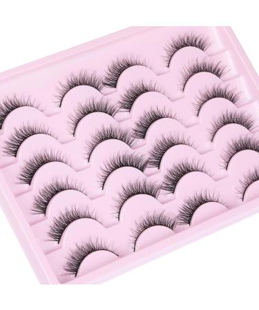 Goddvenus False Eyelashes D Curl Russian Strip Lashes Pack 3D Natural Cat Eye Lashes Wispy Fake Eyelashes Premium False Lashes Thin Cotton Band Fake Lashes 12 Pairs Wispy fox eye - Buy Online on GoSupps.com