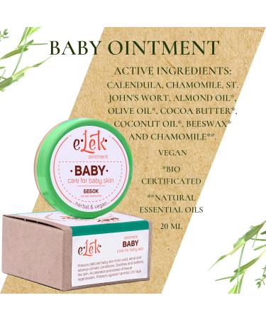 Elek Baby Herbal Ointment 20ml - Organic Hypoallergenic Diaper Cream for All Skin Types - Gentle Baby Care with Marigold & Beeswax - Buy Online on GoSupps.com
