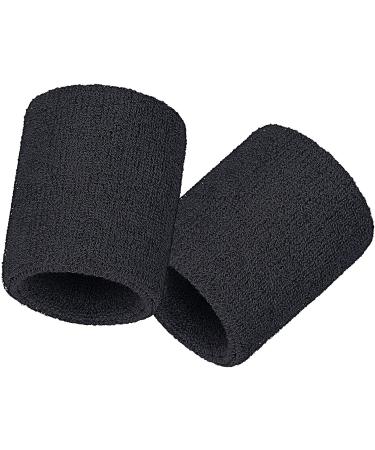 Bememo 12 Pack Cotton Sweatbands Sports Wristband for Men and Women - Ideal for Tennis, Basketball, Running, Gym - Black - Buy Online on GoSupps.com