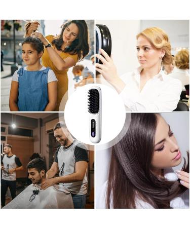 Cordless Hair Straightener Brush | USB Charging Hot Comb with LCD Display | 3 Heat Levels Fast Heat-Up | Portable Ion Styling Tool for Women - White - Buy Online on GoSupps.com