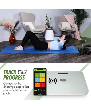 ShareVgo Smart Body Composition Analyzer Scale | Wireless Digital Bathroom Scale for Weight, Body Fat, Water, BMI, BMR & Muscle Mass Analysis | Trending Data | SWS200 - Buy Online on GoSupps.com