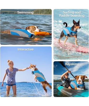 Hjyokuso Life Jacket for Dogs - Adjustable Reflective Swimming Aid with Strong Buoyancy & Rescue Handle - Perfect for Boating & Canoeing (Blue Size M) - Buy Online on GoSupps.com