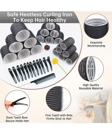 Kouclaa 31 Pcs Black Hair Roller Set Hair Rollers With Clips 3 Size(64mm 48mm 36mm) 18 Pcs Rollers for Hair Volume and 12 Hair Clips and 1 Comb Hair Rollers for Long Hair Medium and Short Hair Black(64mm 48mm 36mm) - Buy Online on GoSupps.com