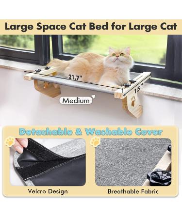 AMOSIJOY Cat Window Perch Hammock for Large Cats - Sturdy Wood & Metal Frame - Easy to Assemble Cat Bed for Windowsill, Bedside, Drawer, Cabinet - 21.7x15x6.9 - Buy Online on GoSupps.com