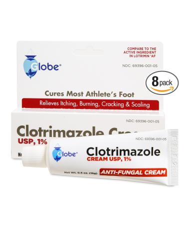 Clotrimazole 8 Pack 1% Cream 0.5 oz (Compare to Lotrimin) Travel Packs