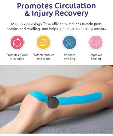 Meglio Kinesiology Tape - 5m Roll for Muscle Support & Injury Recovery - Therapeutic, Hypoallergenic, Waterproof - Black - Buy Online on GoSupps.com