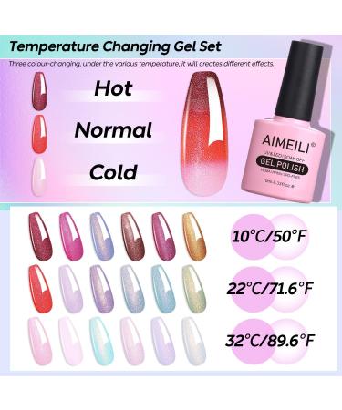 AIMEILI Chameleon Gel Nail Polish Set Thermal Polishes Shimmer Color Changing Gel Polish Kit Soak-Off UV/LED for Nail Art Salon DIY Home Easy to Apply 10ml - Gift Kit 66 KIT6-66 - Buy Online on GoSupps.com