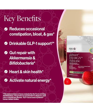resG prebeet - Prebiotics Drink for Digestion Occasional Constipation Gas Bloating with Akkermansia & GLP-1 Support w/Beet Root & Fiber Gut Health for Women & Men - 180g (30 Servings) 1.88 Pound (Pack of 1) - Buy Online on GoSupps.com