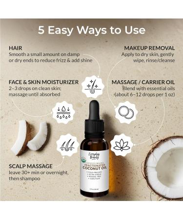 Organic Fractionated Coconut Oil | 100% Pure, Cold-Pressed | USDA Certified Organic | Amber Glass Bottle with Glass Dropper | For Face, Skin, & Hair - 1 Fl Oz - Buy Online on GoSupps.com