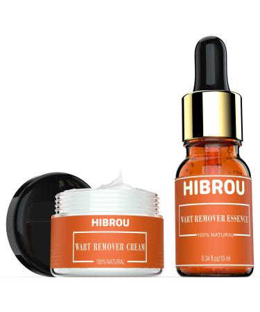 HIBROU Wart Remover Set Cream and Lotion  Fast-Acting Salicylic Acid Wart Removal Liquid Treatment Lotion and Cream for All Types of Plantar and Common Warts 20gr+10ml
