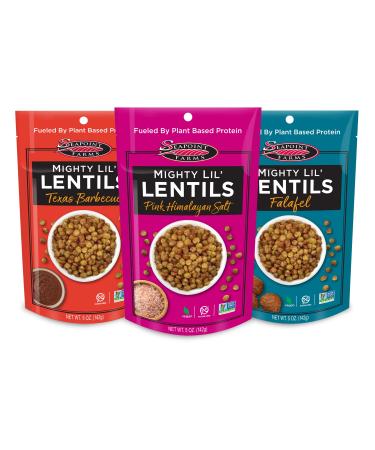 Seapoint Farms Mighty Lil’ Lentils, Variety Pack, Plant Based Protein, Gluten-Free, Non-GMO, and Kosher Crunchy Snack for Healthy Snacking, 5 oz (Pack of 3)
