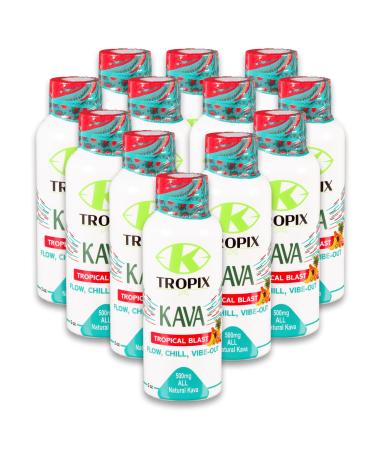 K-Tropix Kava Shot Tropical Blast - 500mg Wellness Shots to Promote Relaxation and Reduce Worry - Kava Drink - Worry Tension Strain Relief Supplement - 12 Pack 2 Fl Oz (Pack of 12)