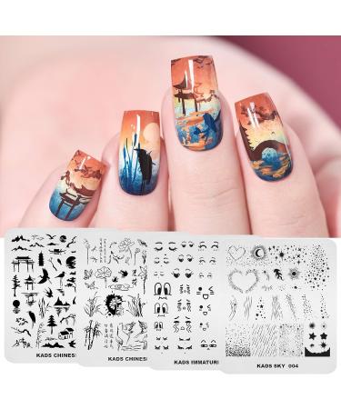 KADS Nail Stamp Plates Set - 20Pcs Leaves Flowers Animal Chinese Style Nail Art Stamping Templates - Buy Online on GoSupps.com