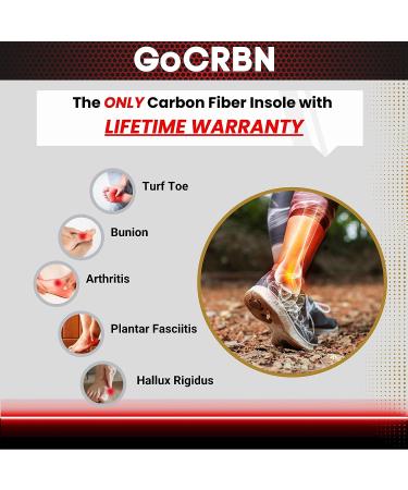 Carbon Fiber Insole for Toe Pain Relief | Rigid Inserts for Shoes | Recovery from Turf Toe, Hallux Rigidus & Arthritis | Men 8.5 / Women 9.5 - Buy Online on GoSupps.com
