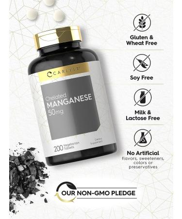 Chelated Manganese 200 Tablets | Vegetarian, Non-GMO & Gluten-Free Supplement by Carlyle - Buy Online on GoSupps.com