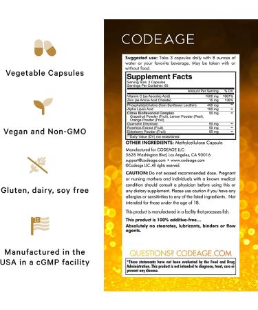 CodeAge Liposomal Vitamin C+ 180 Capsules - High Absorption Vitamin C for Immune Support - Buy Online on GoSupps.com