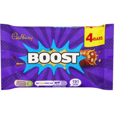  Cadbury Cadbury Boost Original Pack of 4 chocolate bars filled with biscuits and cocoa with chewy caramel and Cadbury milk chocolate 37g - Buy Online on GoSupps.com