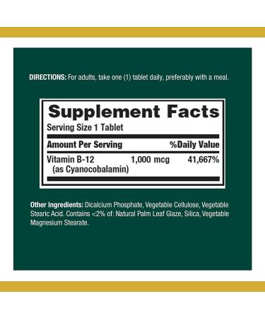 Nature's Bounty Vitamin B12 - 1000mcg - Energy Metabolism & Nervous System Support - 100 Tablets - Buy Online on GoSupps.com