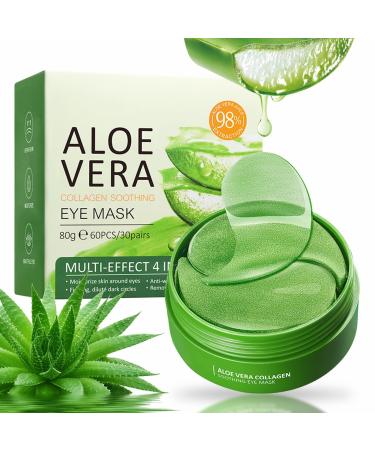 Eyes pads 30 pairs of aloe vera eye pads hyaluronic acid collagen eye patch remove dark circles & puffiness moisture -giving eye mask eye care anti -fold green aloe vera