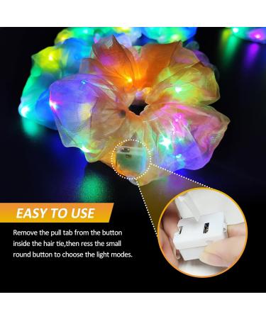 Light Up Scrunchies - Camping Gifts LED Scrunchies for Women & Girls - Neon Glow in the Dark Hair Accessories - Hair Ties - Perfect for Glow/Sleepover/Rave Party Favors & Supplies Pink Multi-colored Set 4 - Buy Online on GoSupps.com