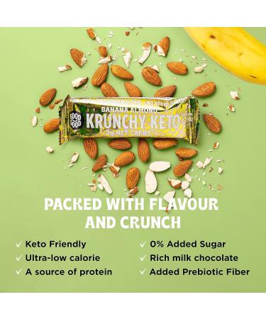 GOOD GOOD Krunchy Keto Bar Almond & Banana - Low Carb Protein Bar - High Fiber, No Added Sugar - Diabetic & Sugar Intolerant Friendly - 15x35g (15 Count) - Buy Online on GoSupps.com