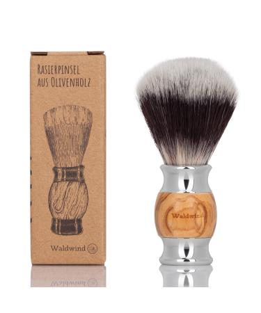 Waldwind razor brush made of vegan roof hair imitation with wooden handle made of olive wood |For women & men |Vegan Shaving Brush |plastic -free packaging