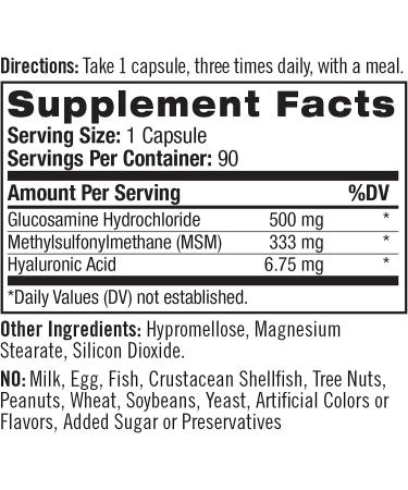 Natrol Glucosamine Hyaluronic Acid and MSM Capsules - 90 Count (Pack of 1) - Buy Online on GoSupps.com