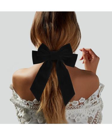 Big Hair Bows for Women Girl  7 Velvet Black Hair Clip Accessories  Gift for Mom  Elegant Hair Decor for Wedding Prom Dating Velvet Bow