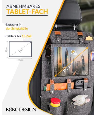 K k Design Back Seat Organizer Hulda - Filz Auto Restlag Protection & Kids Tablet Compartment | Innovative Car Seat Organizer - Buy Online on GoSupps.com