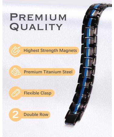 Jeracol Titanium Steel Magnetic Bracelet for Men | Double Row Ultra Strength Magnets | Adjustable Wristband | Removal Tool & Gift Box Included | Singleblue - Buy Online on GoSupps.com