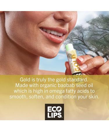 Eco Lips GOLD Organic Lip Balm with Baobab Oil 6-Pack | USDA Organic Moisturizing Lip Care for Dry Chapped Lips | 100% Plastic-Free Packaging | Made in USA - Buy Online on GoSupps.com