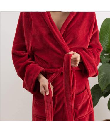 Buy Lumaland Hooded Bathrobe for Women & Men | Extra Soft Microfiber Coral Fleece | Quick Dry Suction-Strong | Perfect for Cuddling - Red - Buy Online on GoSupps.com