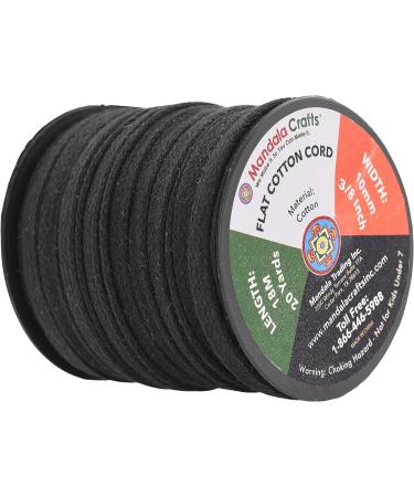 Mandala Crafts Black Flat Drawstring Cord - 3/8 Inch, 20 Yards - Soft Cotton Draw Cord for Hoodies and Sweatpants - Buy Online on GoSupps.com